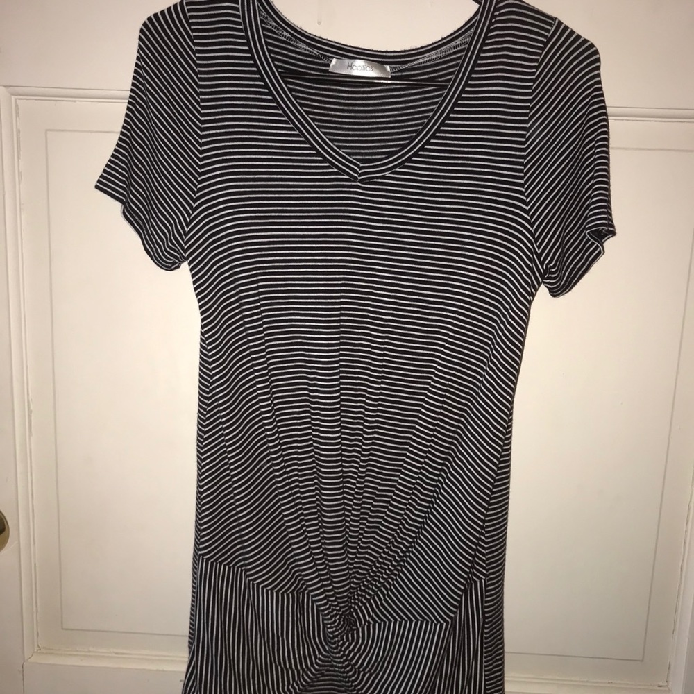 Navy & White striped shirt by Haptics